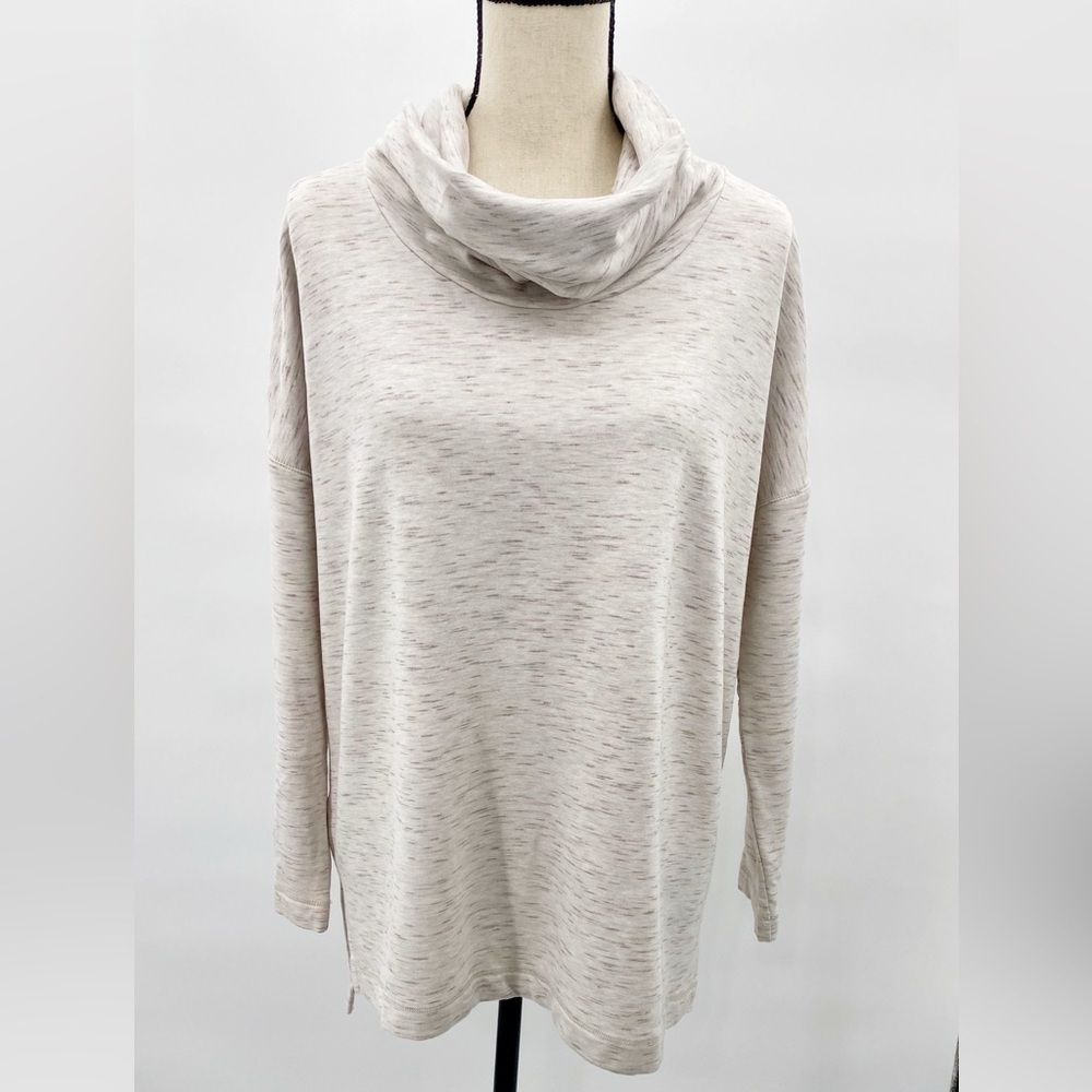 Lou & Grey Cream Tan Cowl neck Oversized Sweatshirt top size L